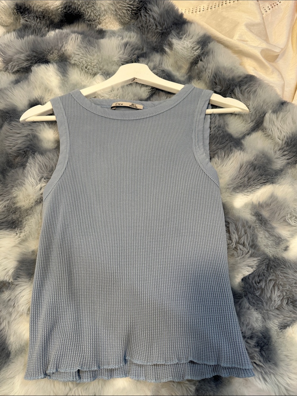 Dex Light Blue Ribbed Tank Top